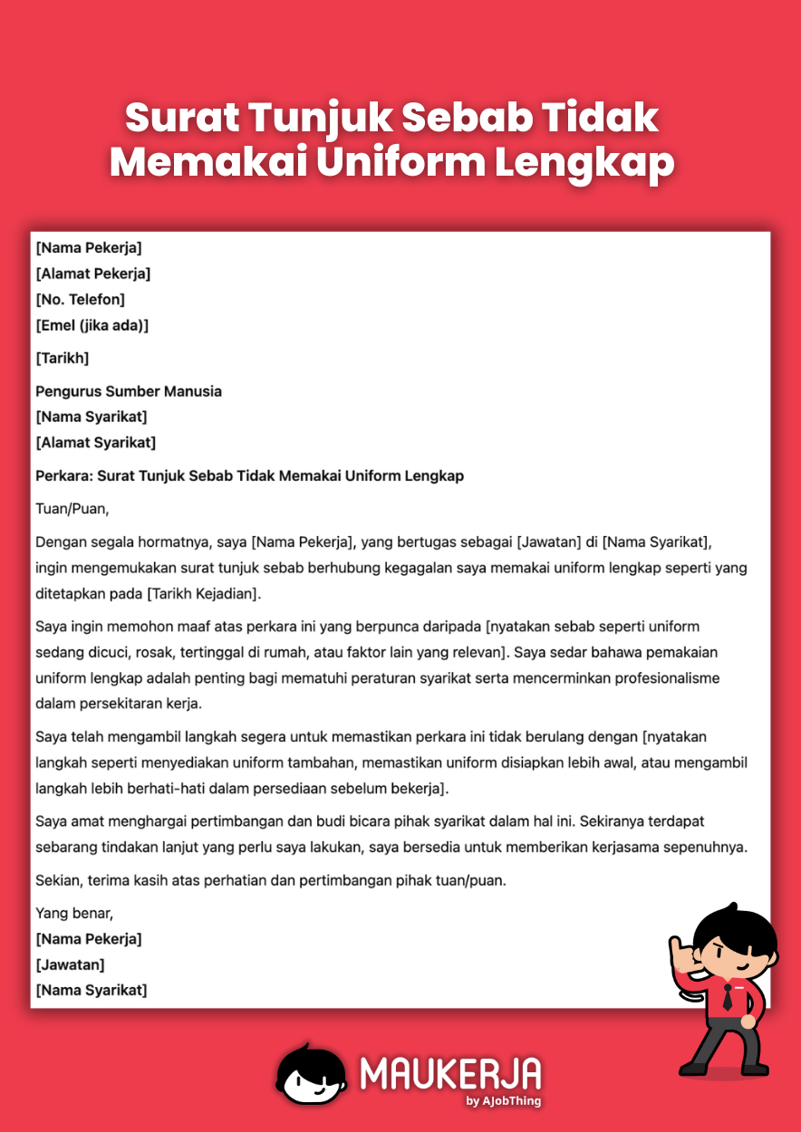 Surat Tunjuk Sebab Tidak Memakai Uniform Lengkap
